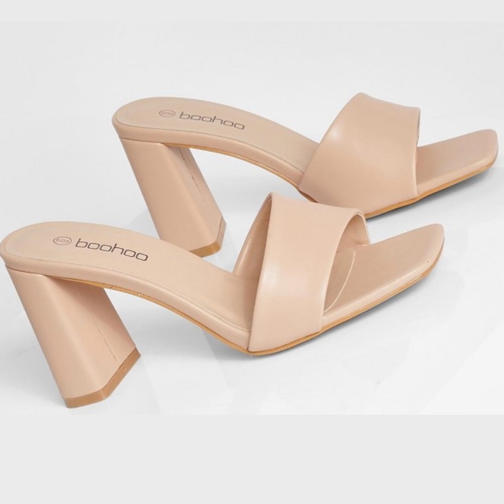 Nude heeled mules